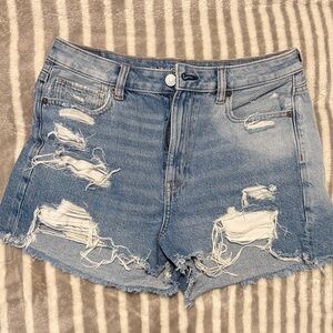 American Eagle Outfitters Light Blue Distressed Jean Shorts